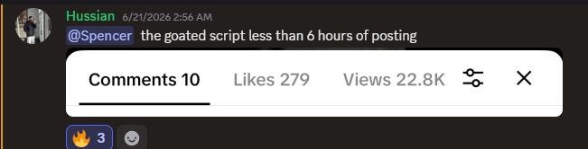 Discord — the goated script, 22.8K views in 6 hours